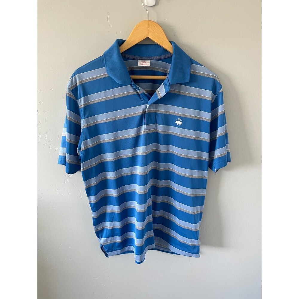 Brooks Brothers Dri‎ Fit Golf Polo Shirt Mens Size Medium Blue Striped